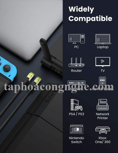 Ugreen 80420 0.5M CAT7 OD5.5mm cáp mạng truyền dữ liệu giữa các máy tính NW150 30080420